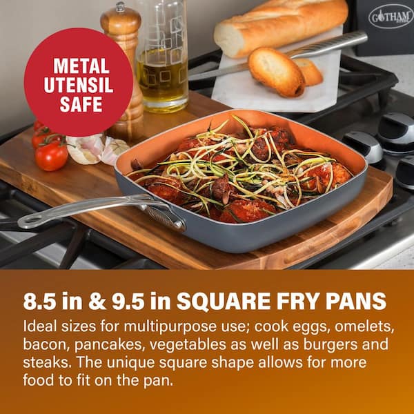 2-Piece Aluminum Ti-Ceramic Nonstick Square Fry Pan Set (8.5 in. and 9.5 in.)