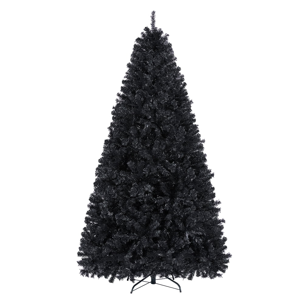 Yaheetech Black Unlit Hinged Spruce Artificial Decorative Christmas Tree, with Foldable Stand including 1749 Branch Tips 7.5'