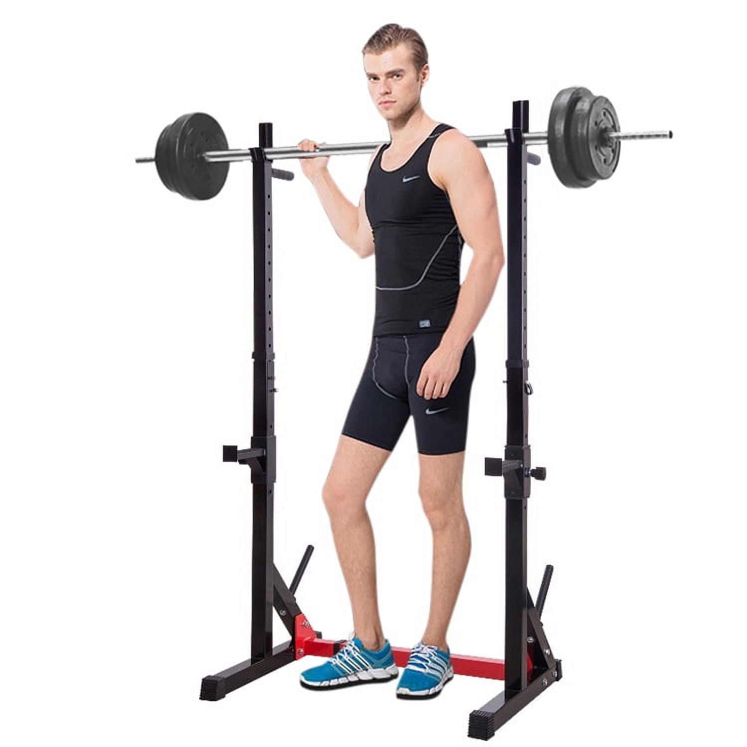 Ollieroo Steel Barbell Squat Rack,Multifunctional Weight Lifting Rack with Barbell Plate Holder, Dip Station for Gym and Family Fitness,Adjustable Bench Press Rack 480LBS Weight Capacity