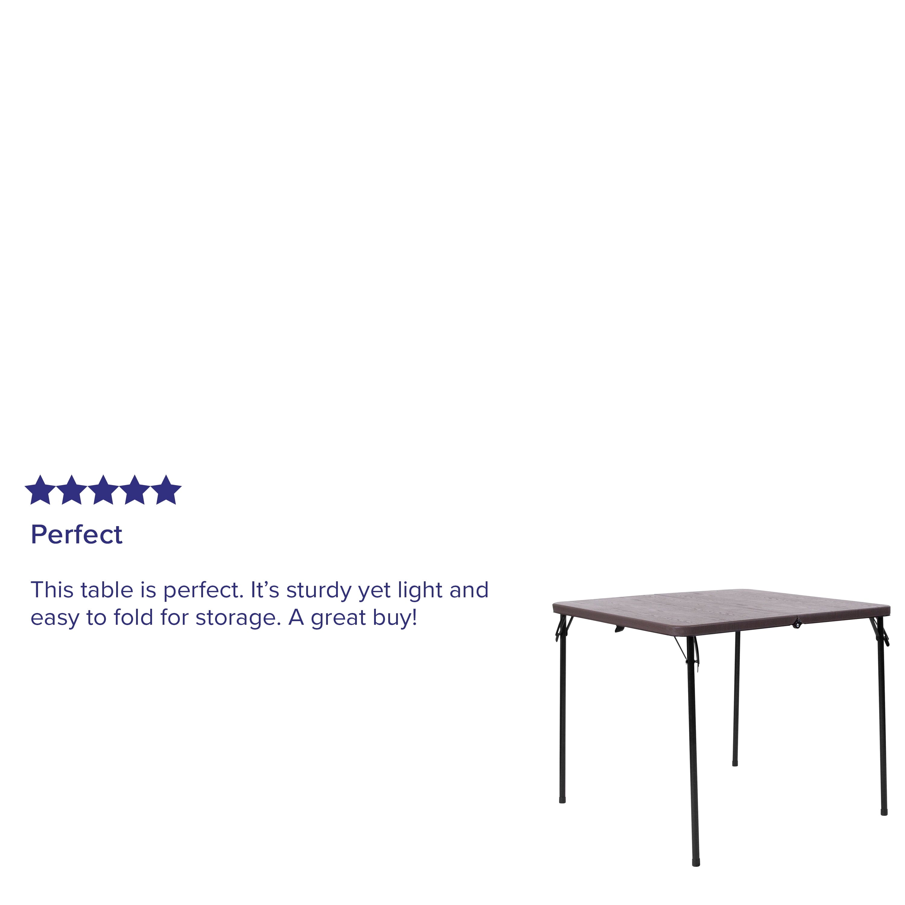 Emma + Oliver 2.83-Foot Square Bi-Fold Gray Plastic Folding Table with Carrying Handle