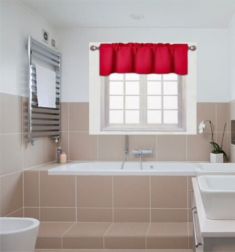 Straight wave valance rod pocket for kitchen bedroom short window blackout thermal insulated room darkening 54 inch X 18 inch TVLO red color for small window décor 1 piece