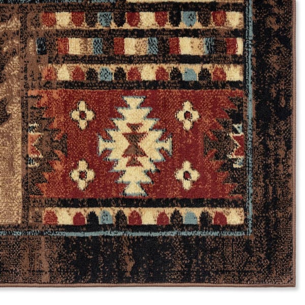 Buffalo Bear Brown/Red 8 ft. x 10 ft. Area Rug