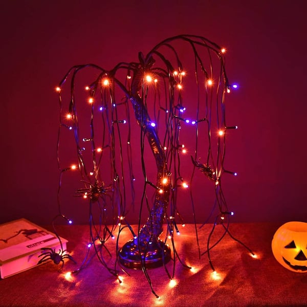 2 ft. Purple Pre-Lit LED Artificial Christmas Tree Halloween Willow Tree