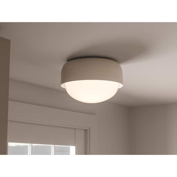 Canopy 10.35 in. 1-Light Greige Modern Hallway Convertible Flush Mount Ceiling Light