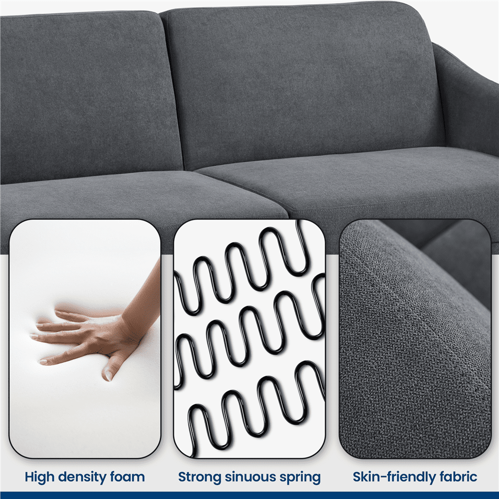 Topeakmart Fabric-Upholstery Convertible Futon Sofa Bed with Adjustable Split Back, Dark Gray