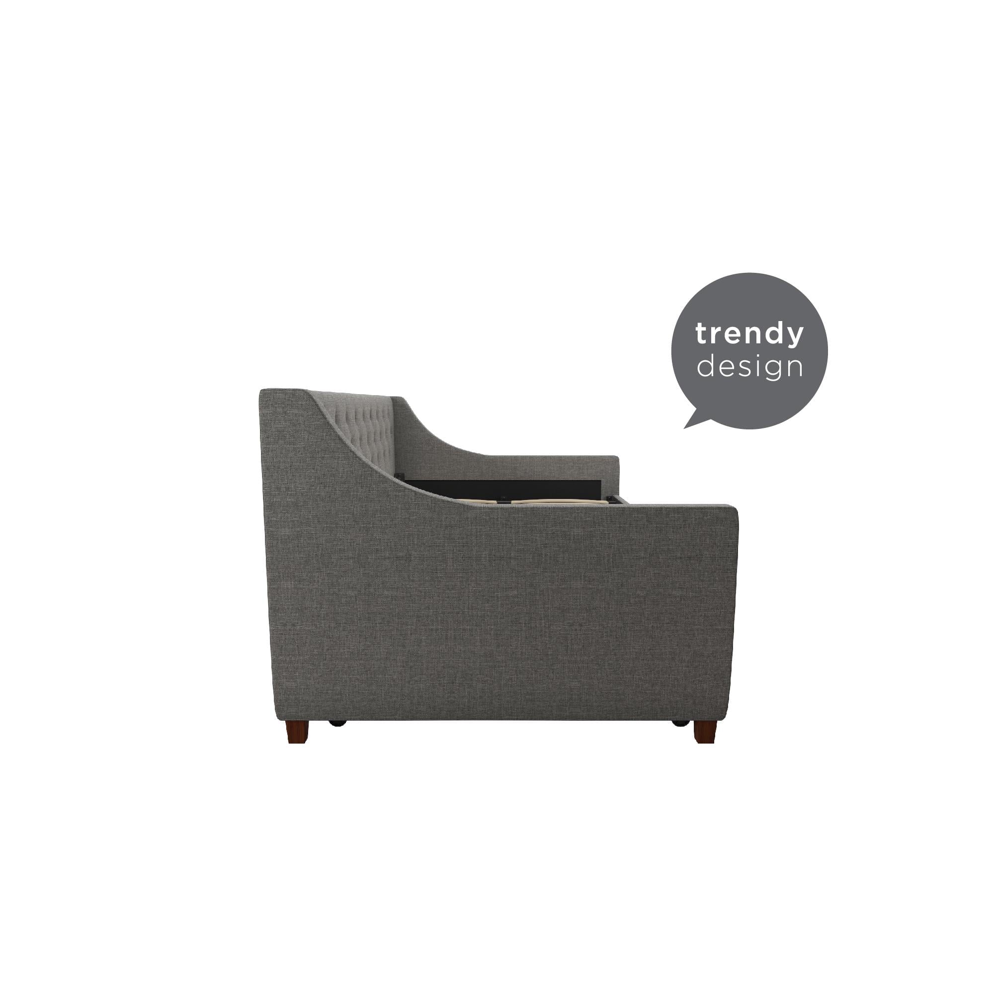 Novogratz Her Majesty Daybed and Trundle, Grey Linen