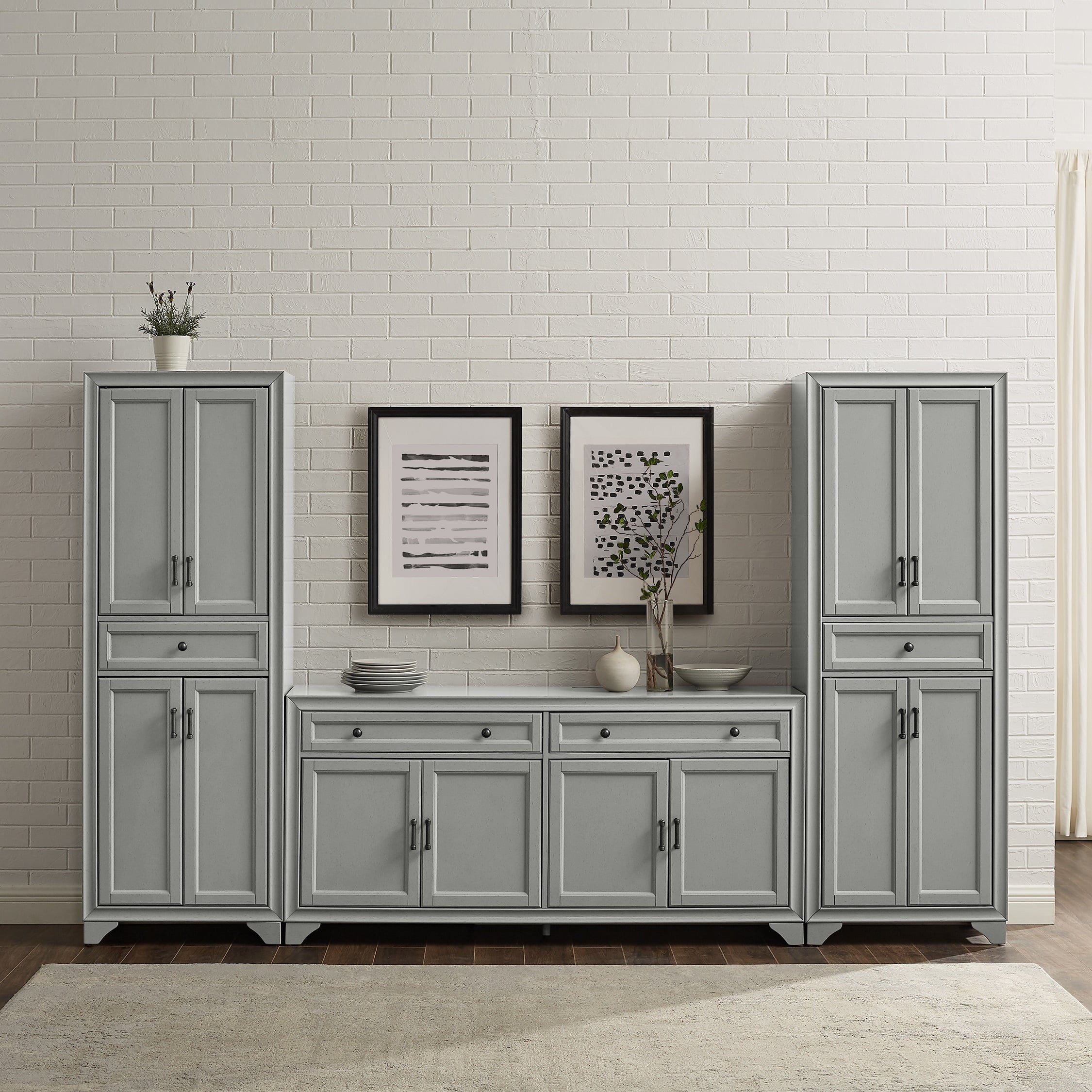 Crosley Tara 3 Piece Sideboard And Pantry Set