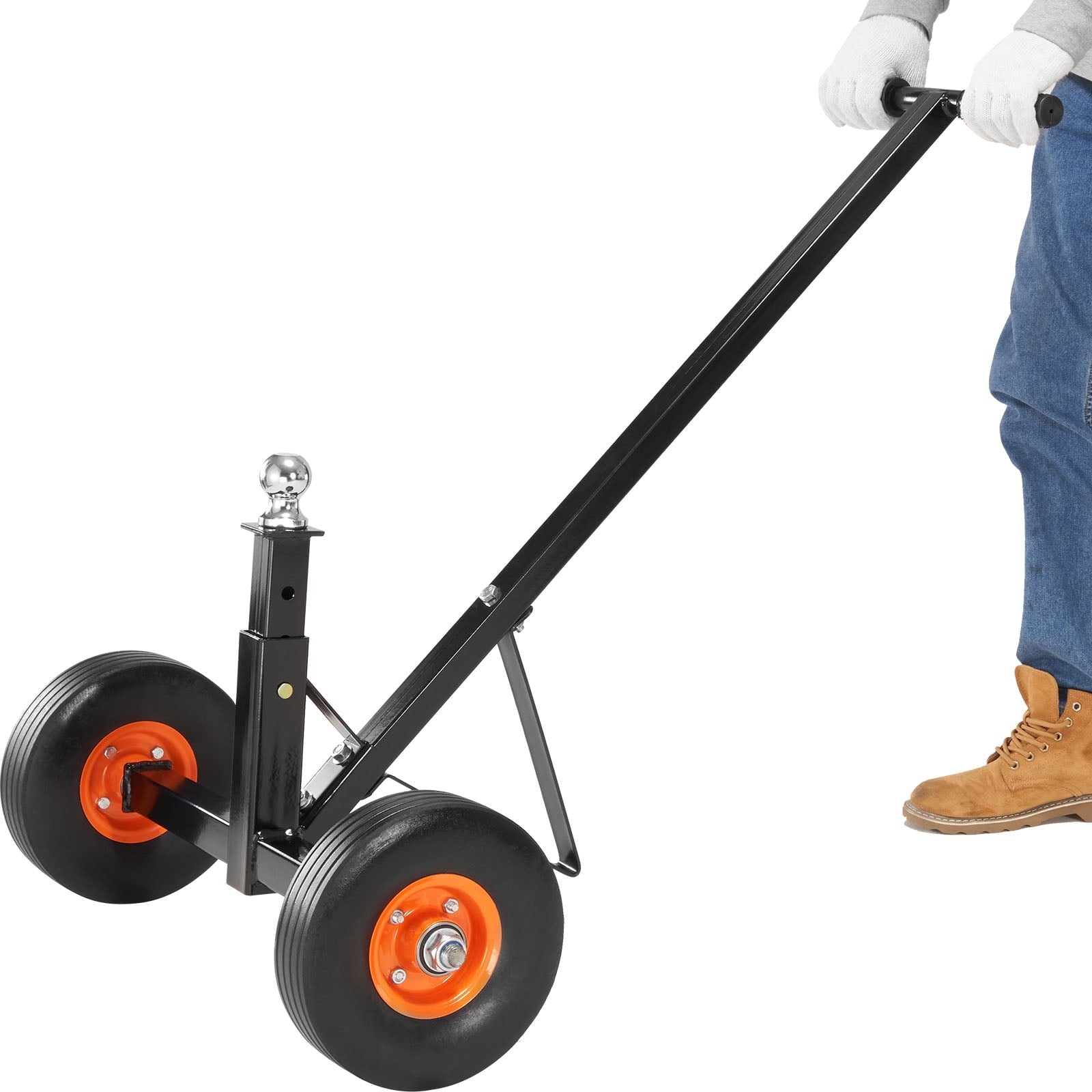 BENTISM Adjustable Trailer Dolly, 600lbs Tongue Weight Capacity, Carbon Steel Trailer Mover with 16''-24'' Adjustable Height, 1-7/8'' Hitch Ball & 10'' Solid Tires