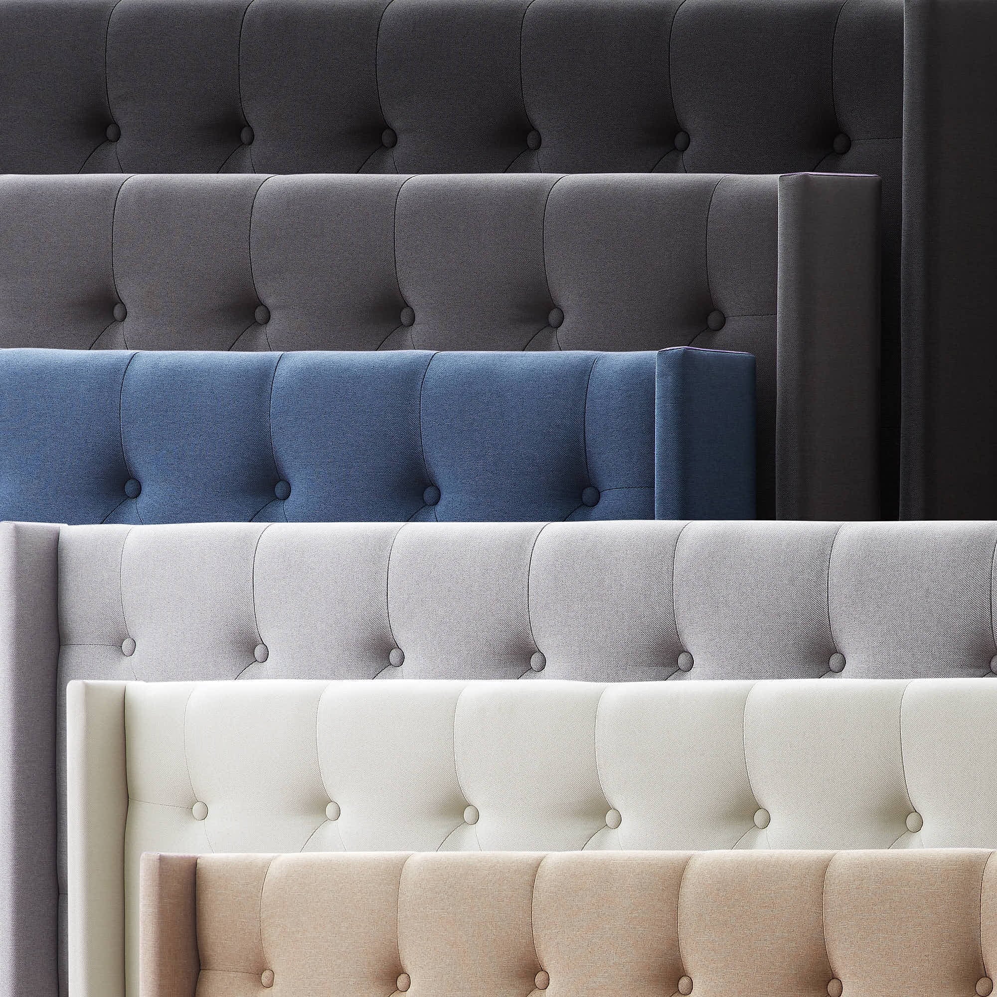 Rest Haven Button Tufted Upholstered Headboard, Queen, Charcoal