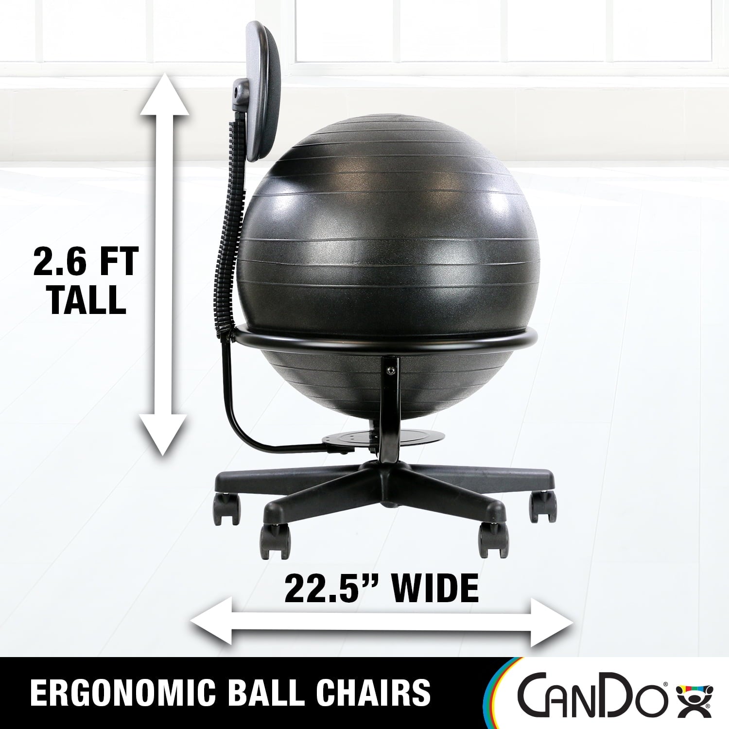 CanDo Metal Ball Chair Inflatable Ergonomic Active Seating Exercise Ball Chair With Air Pump for Home, Office, and Classroom