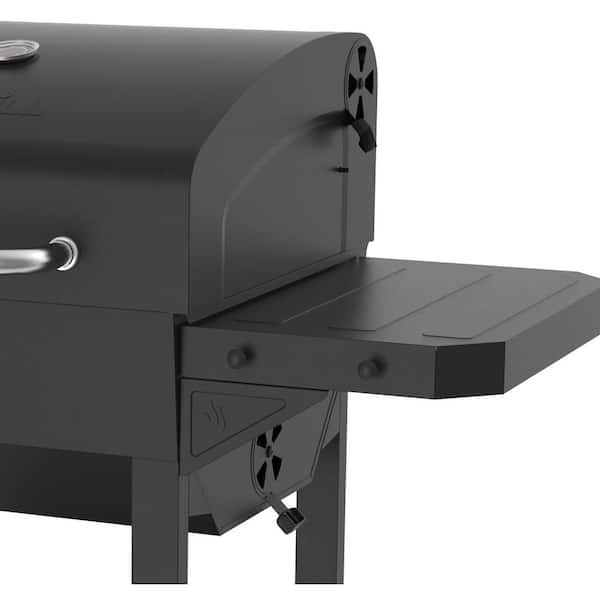Cart-Style Charcoal Grill in Black with Side Shelf