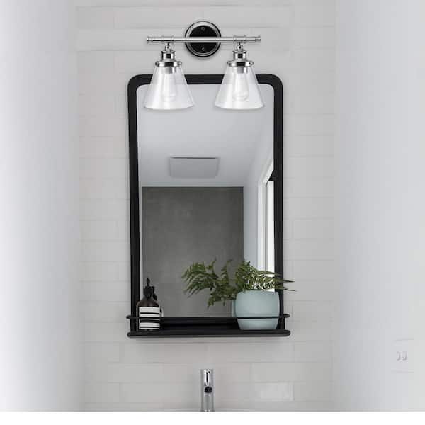 Parker 2-Light Chrome Vanity Light with Clear Glass Shades