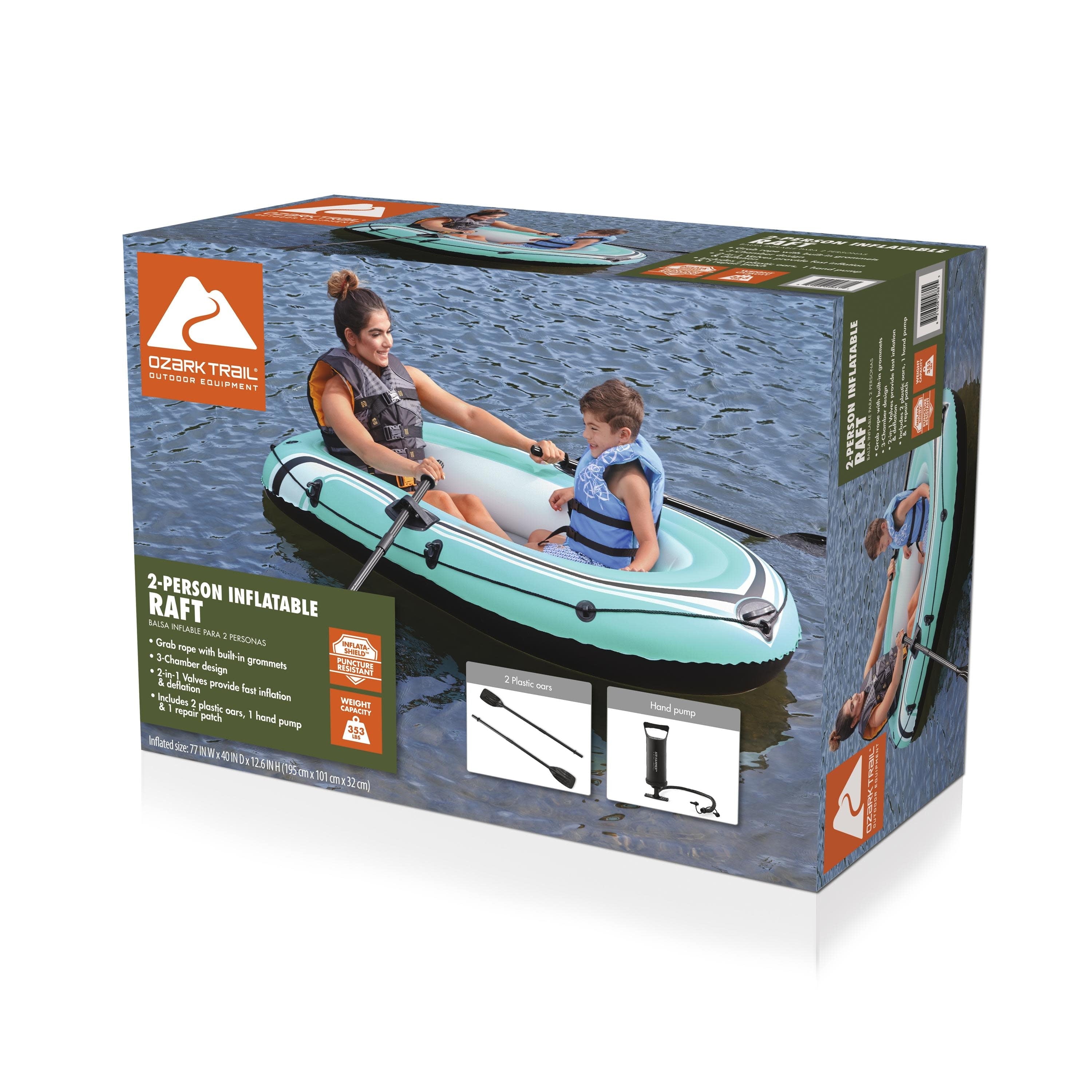Ozark Trail 77 in. x 40 in. 2 Person Inflatable PVC Raft