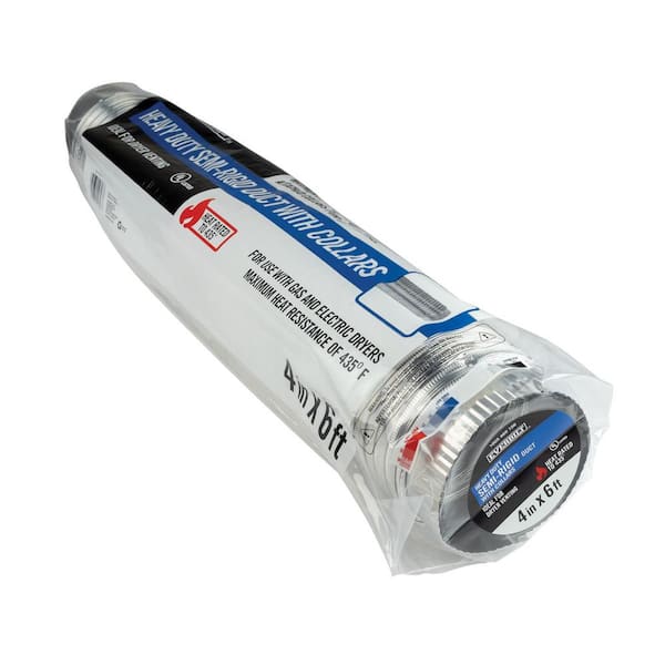 4 in. x 6 ft. Heavy Duty Aluminum Duct with Collars