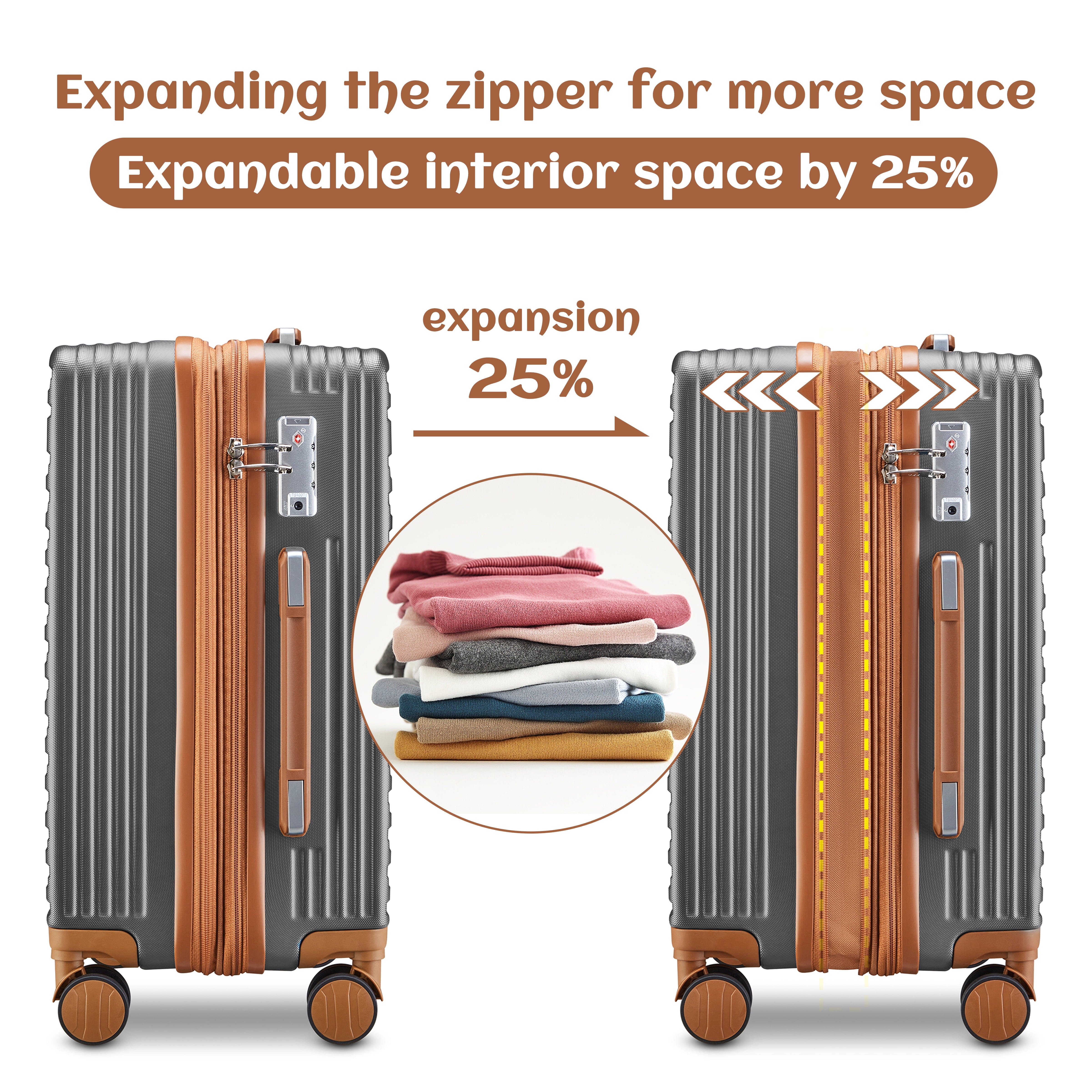 imiono Luggage Set 3-Piece Expandable Lightweight Hard Luggage Set with Swivel Wheels and TSA Lock