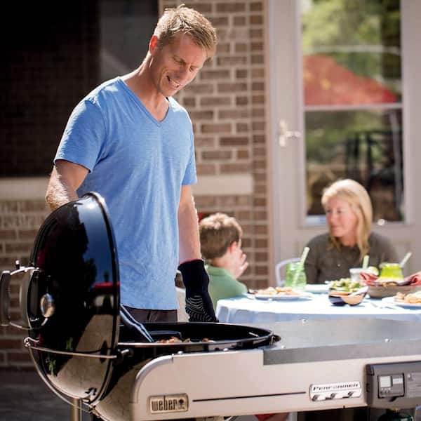 22 in. Performer Deluxe Charcoal Grill in Black with Built-In Thermometer and Digital Timer