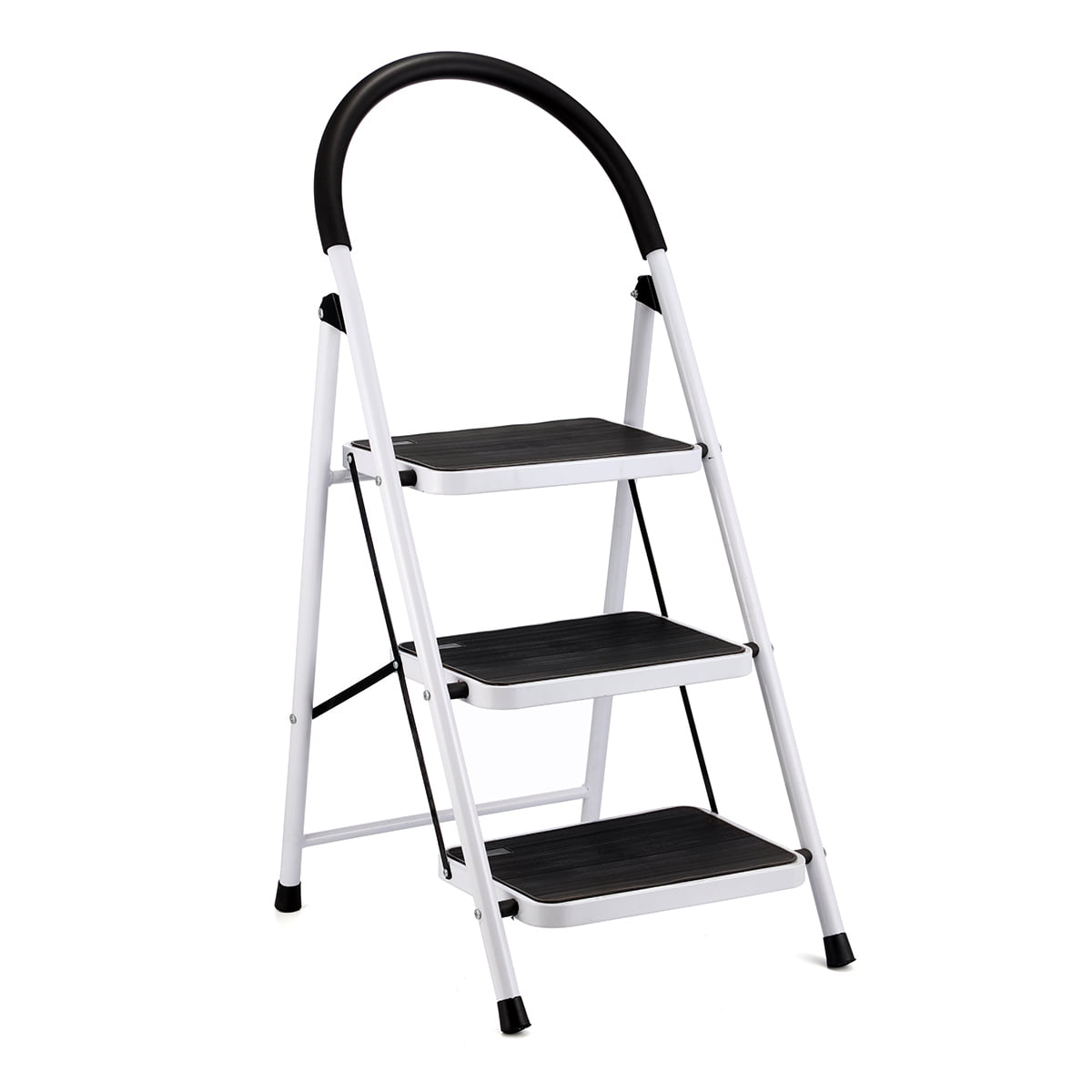 KingSo 3 Step Ladder, Folding Stool with Steel Wide Anti-Slip Pedal and Handgrip