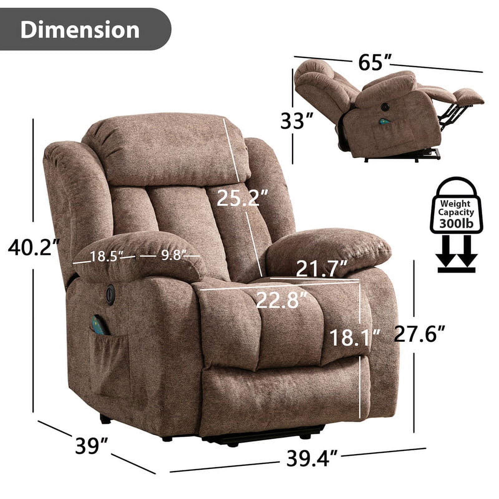 Ebello Design Electric Lift Chair Recliner with Massage Heating and Vibration function, Heavy duty and Safe movement Reclining Chair