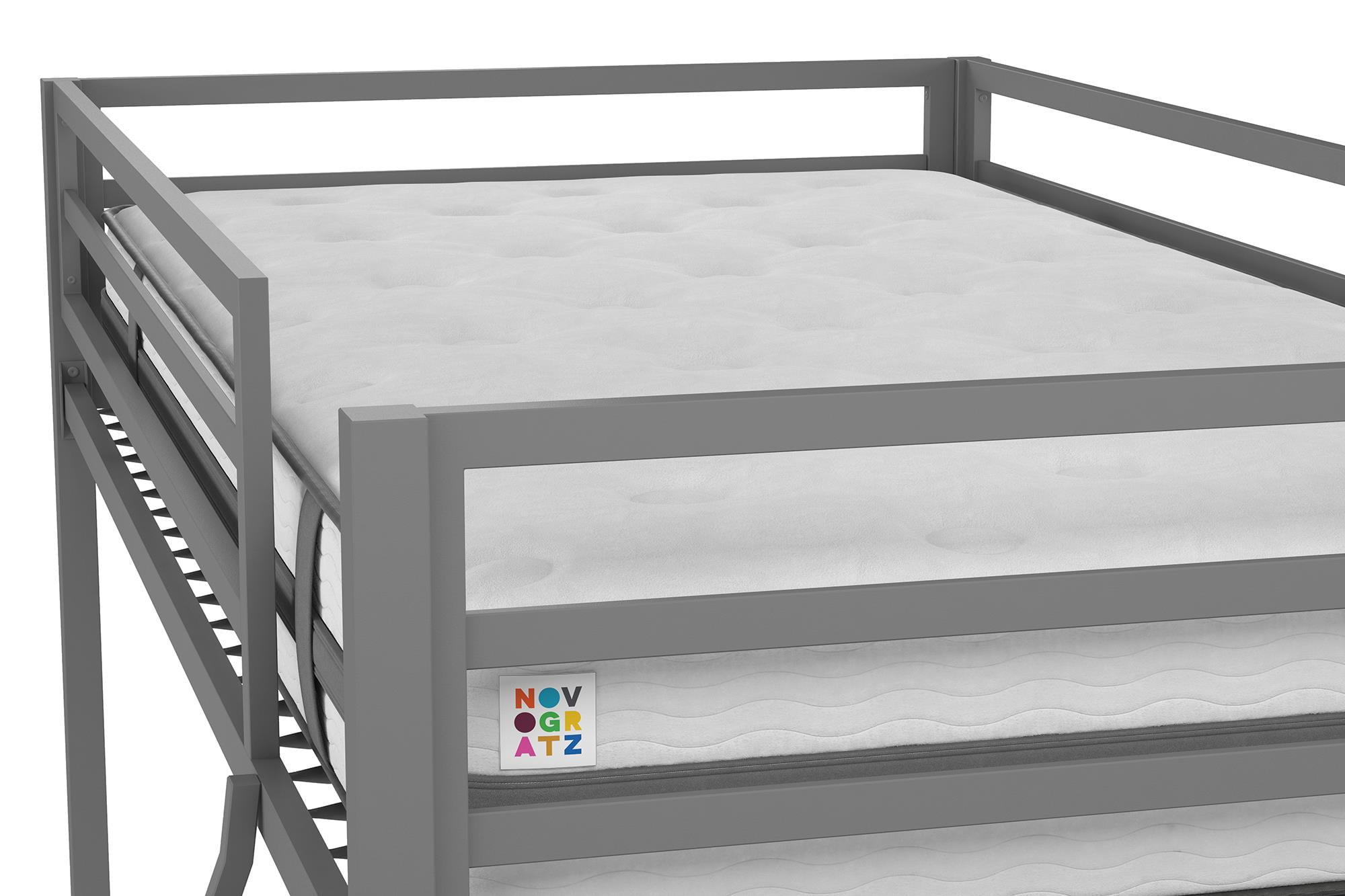 Teen Novogratz Charlie Twin-Over-Twin Metal Bunk Bed, Gray