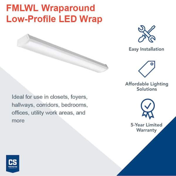 Contractor 4 ft. 40-Watt 2900 Lumens 4000K Integrated White LED Wrap Light Fixture