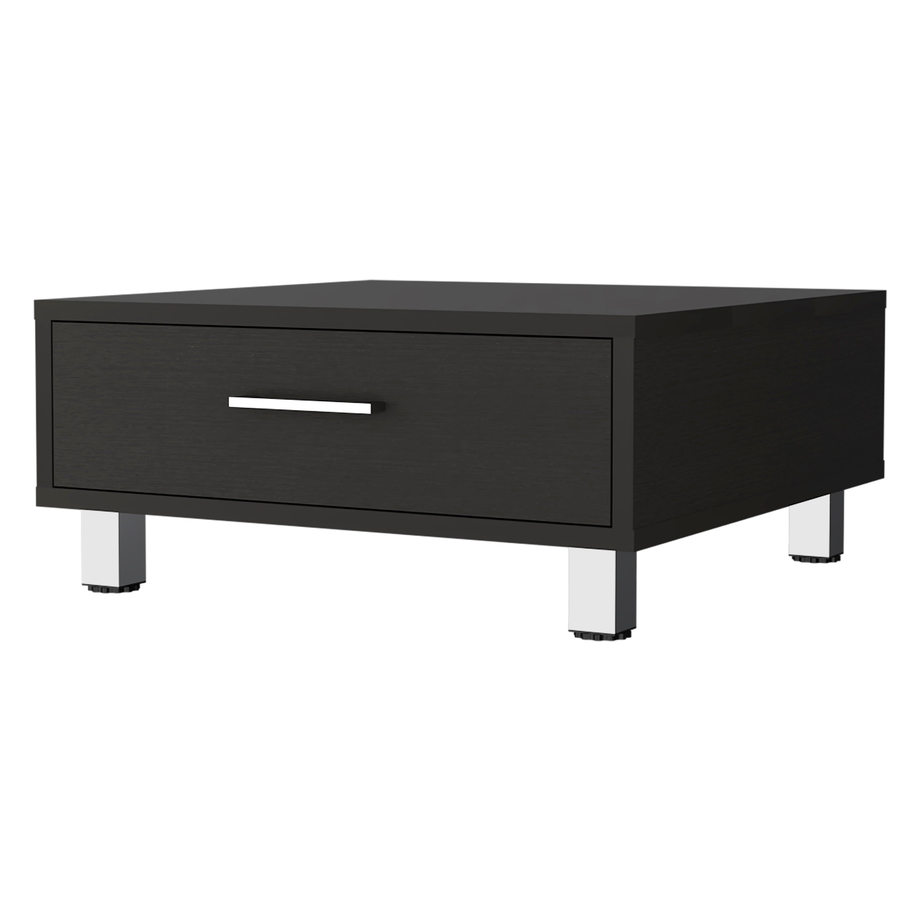 FM FURNITURE  Myers 10-inch Tall Coffee Table with Four Legs and One Drawer Black
