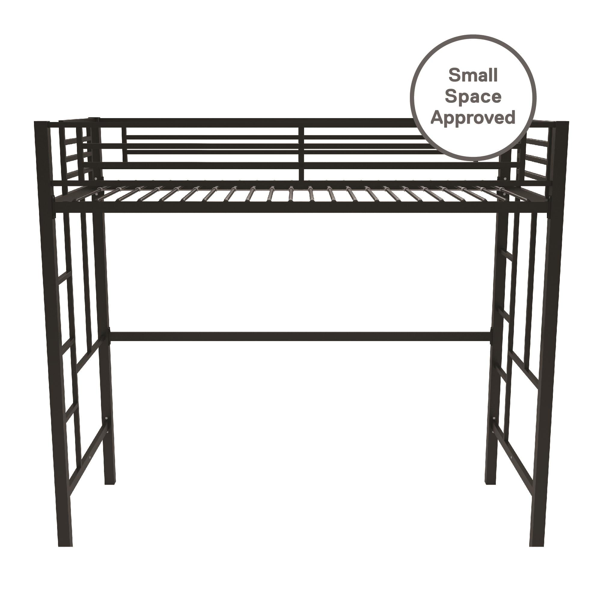 Your Zone Brittain Twin Metal Loft Bed, Black