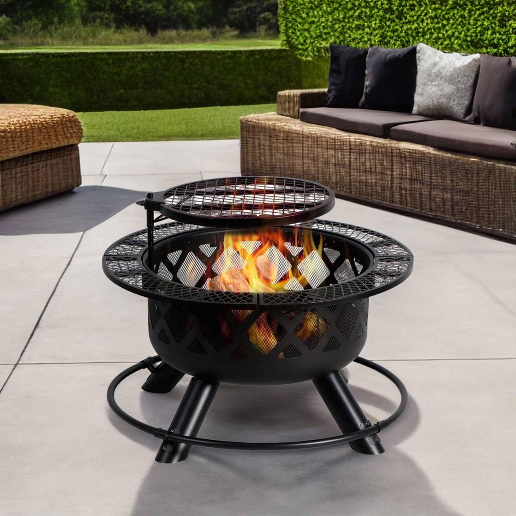 Four Seasons Courtyard Wood Burning Fire Pit Backyard Patio Fireplace