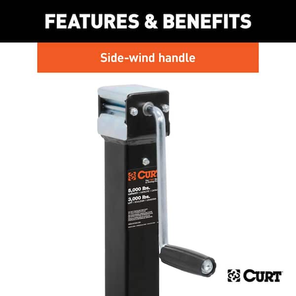 Pipe-Mount Swivel Jack with Side Handle 5,000 lbs. 15 in. Travel