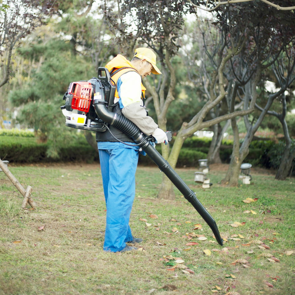 SESSLIFE Backpack Leaf Blower, 52CC 2-Cycle Gas-powered Leaf Blower for Leaves Snow Dust, Blower with Extention Tube, Adjustable Handle and Shoulder Straps, 524 CFM/174 MPH, Red, X1597