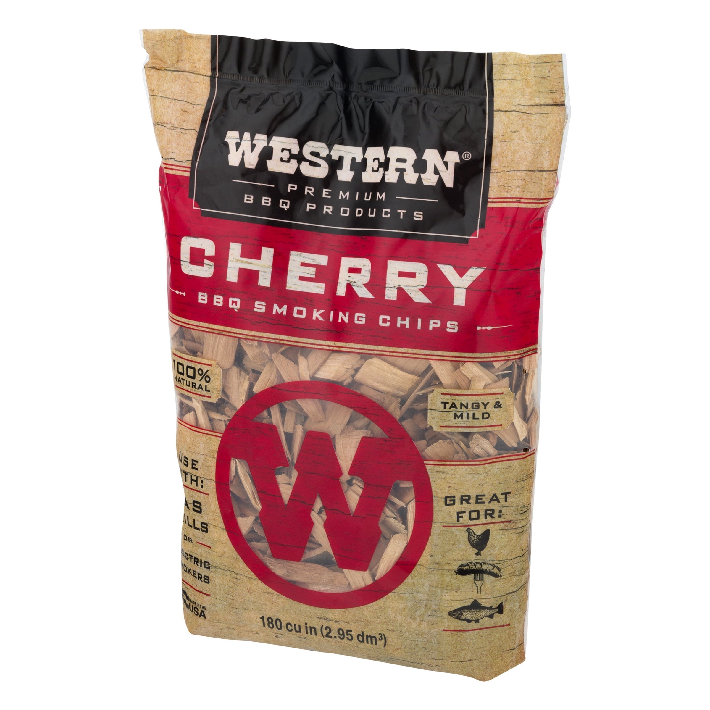 Western Premium BBQ Products Cherry BBQ Smoking Chips, 180 Cu in