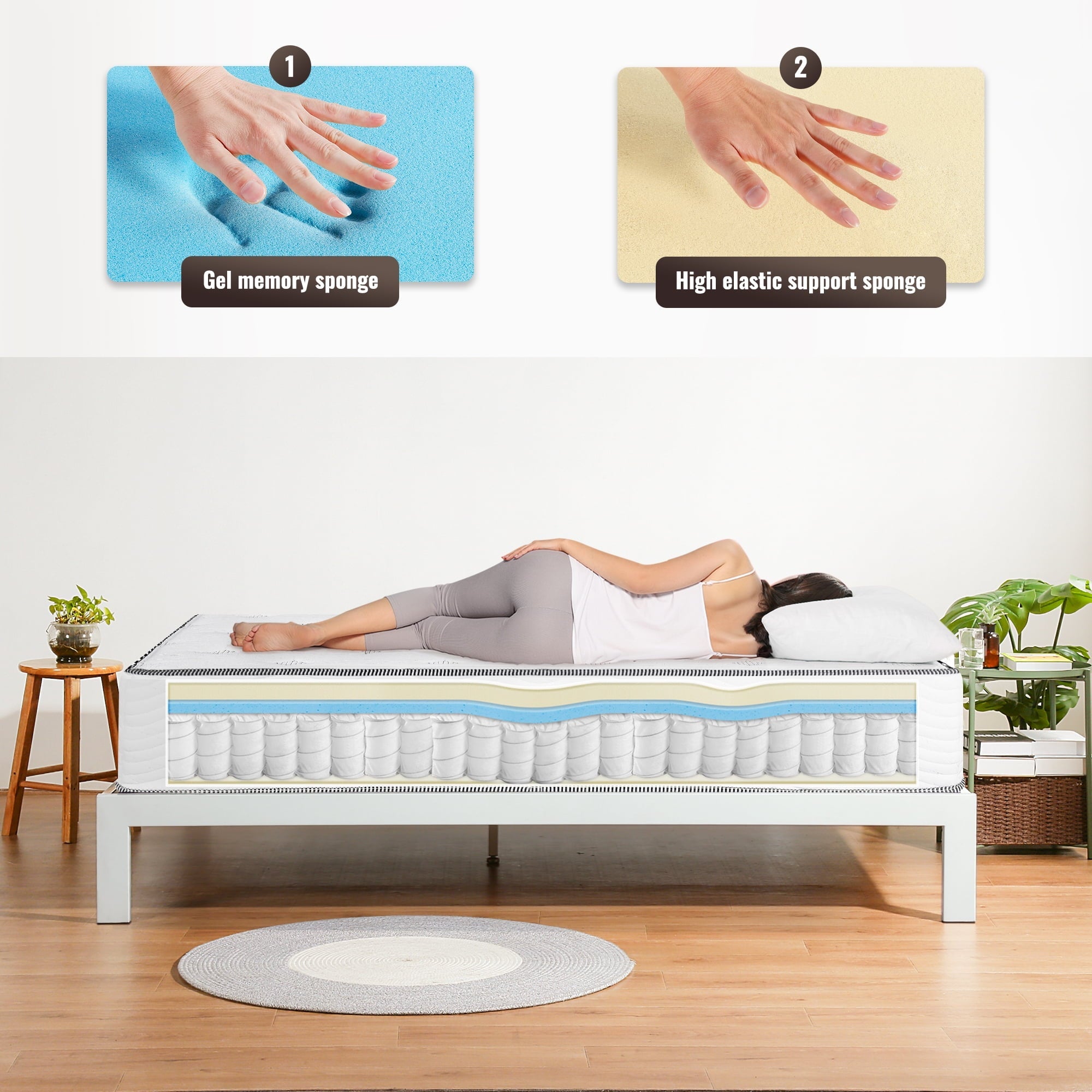 GrandRest 10'' Adult Cool Sleeper Hybrid Mattress, Plush, Queen