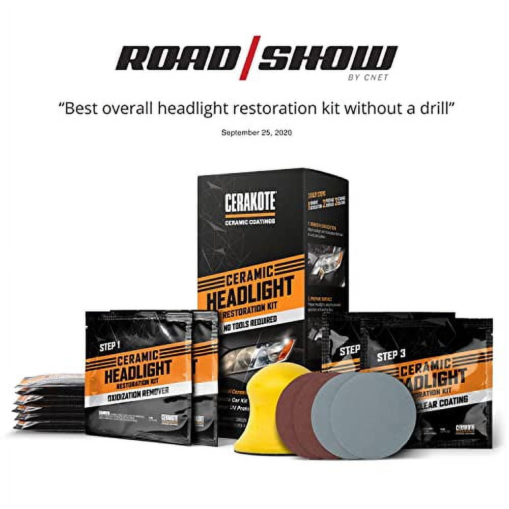 Ceramic Headlight Restoration Kit - Guaranteed To Last As Long As You Own Your Vehicle - Brings Headlights Back To Like New Condition - 3 Easy Steps - No Power Tools Required