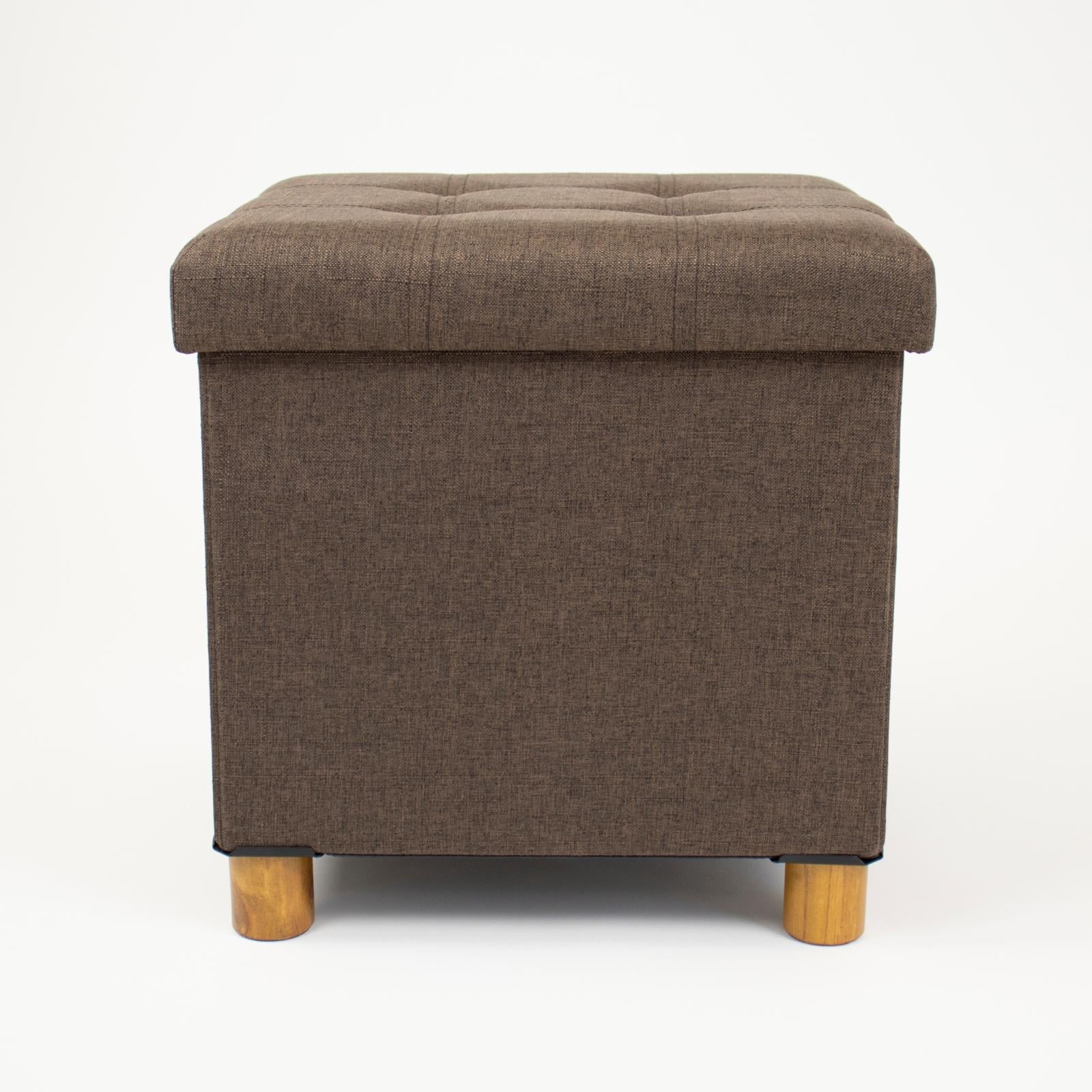 Humble Crew Collapsible Cube Storage Ottoman Foot Stool with Tray, Brown