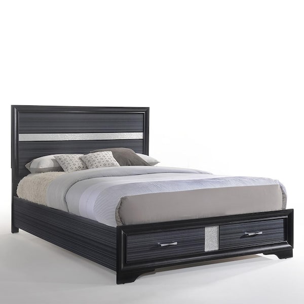 Naima Black Queen Size Panel Bed