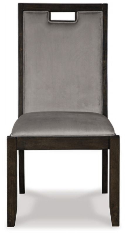 Signature Design by Ashley Hyndell Upholstered Dining Room Chair Set of 2, Dark Brown & Gray