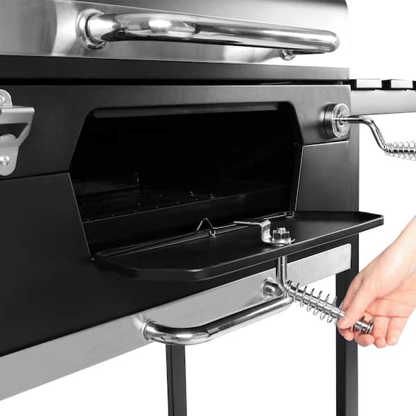 Charcoal Grill with 2 Side Table in Black Plus a Cover