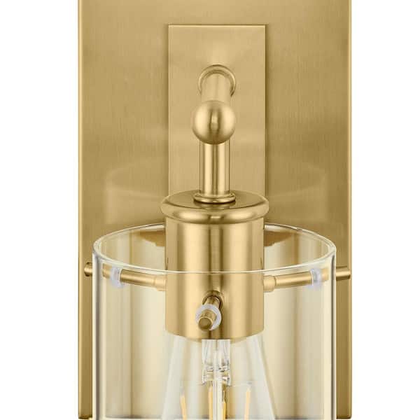 Regan 4.5 in. 1-Light Brushed Gold Vanity Light with Clear Glass Shade