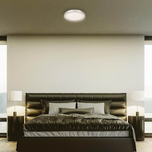 11 in. Dimmable Nickel Integrated Color Selectable LED Edge-Lit Round Flat Panel Ceiling Flush Mount (4-Pack)