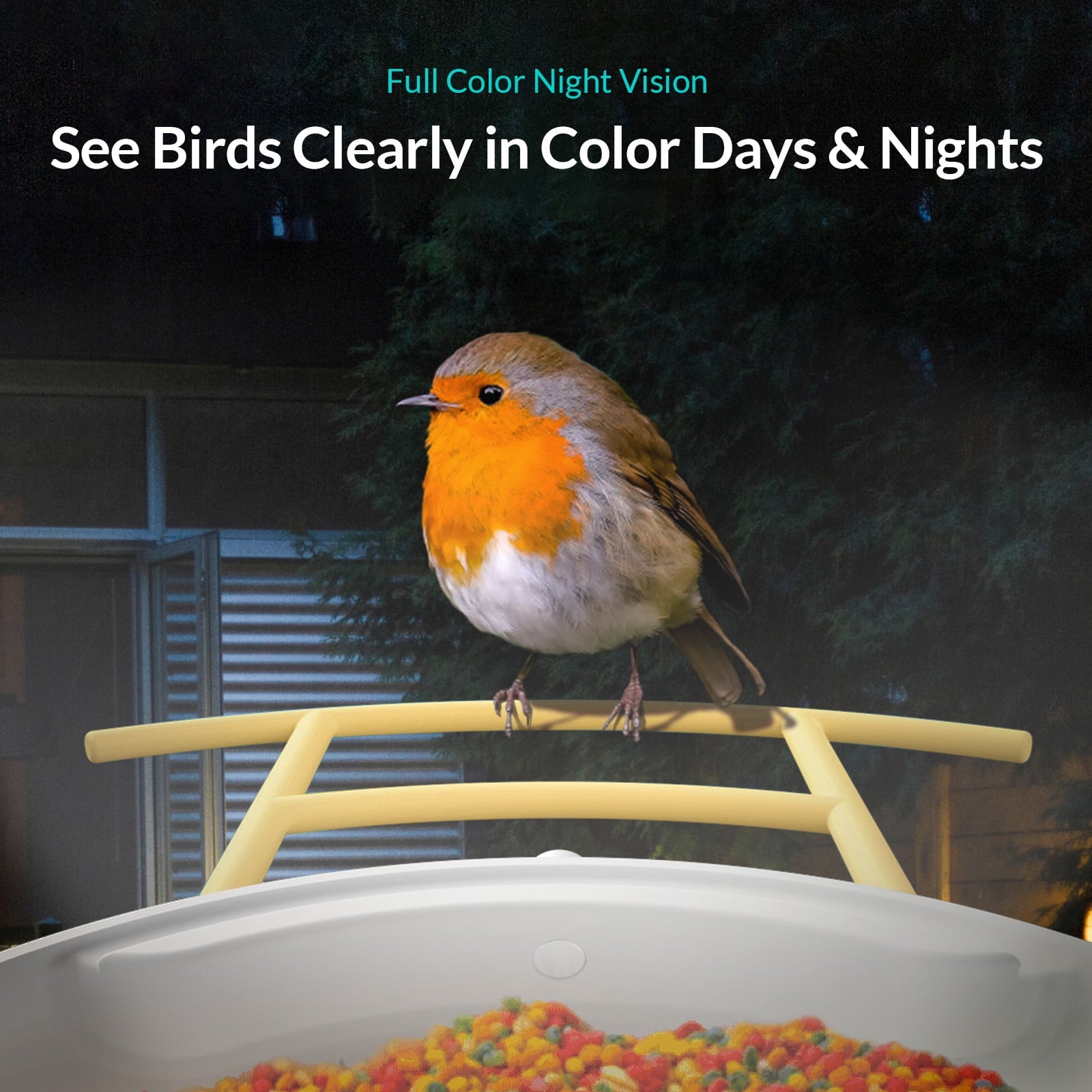 Bird Feeder with Camera, Outdoor Smart Cameras with Solar Netvue Birdfy Lite for Bird Watching, Yellow