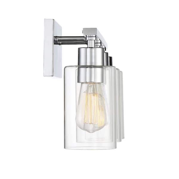 Lambert 22 in. W x 9.75 in. H 3-Light Polished Chrome Bathroom Vanity Light with Clear Glass Shades