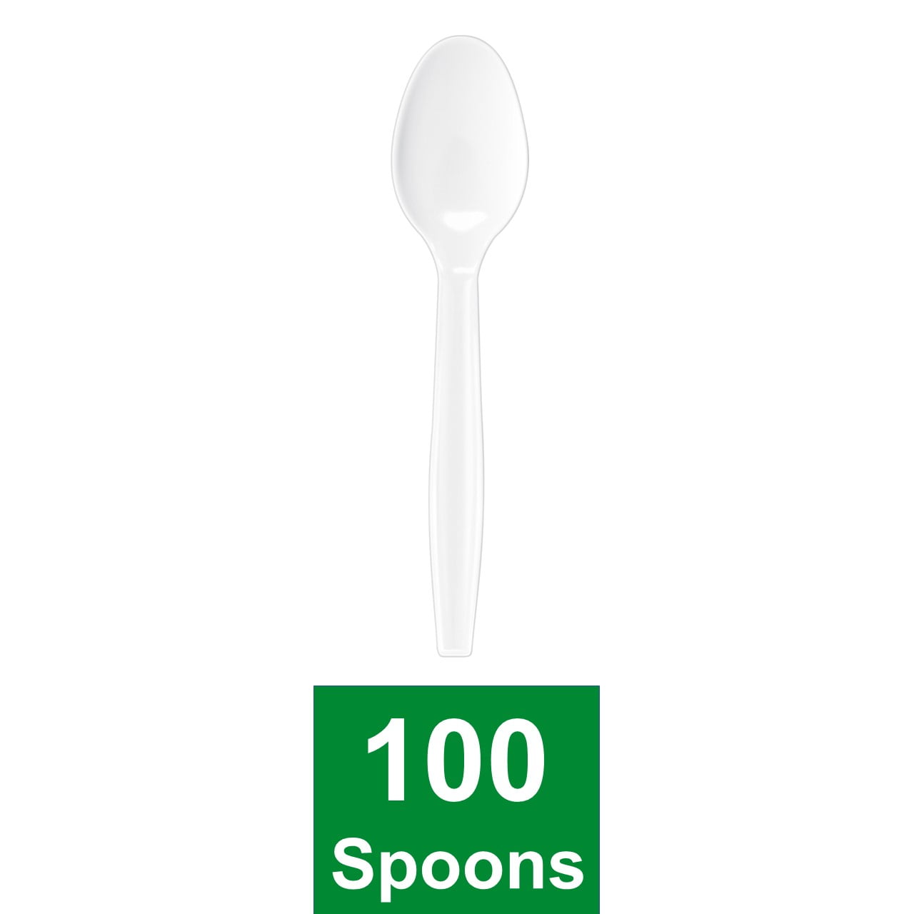 Great Value Everyday Disposable Plastic Spoons, White, 100 Count