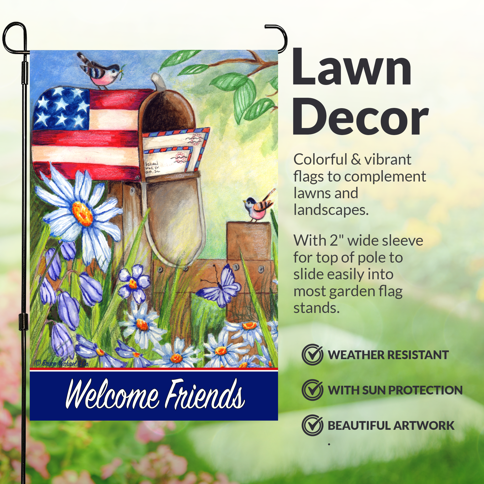 Garden Flags (Set of 10) Double Sided 12 x 18 inch Seasonal Flags with Anti-Wind Clip Stopper