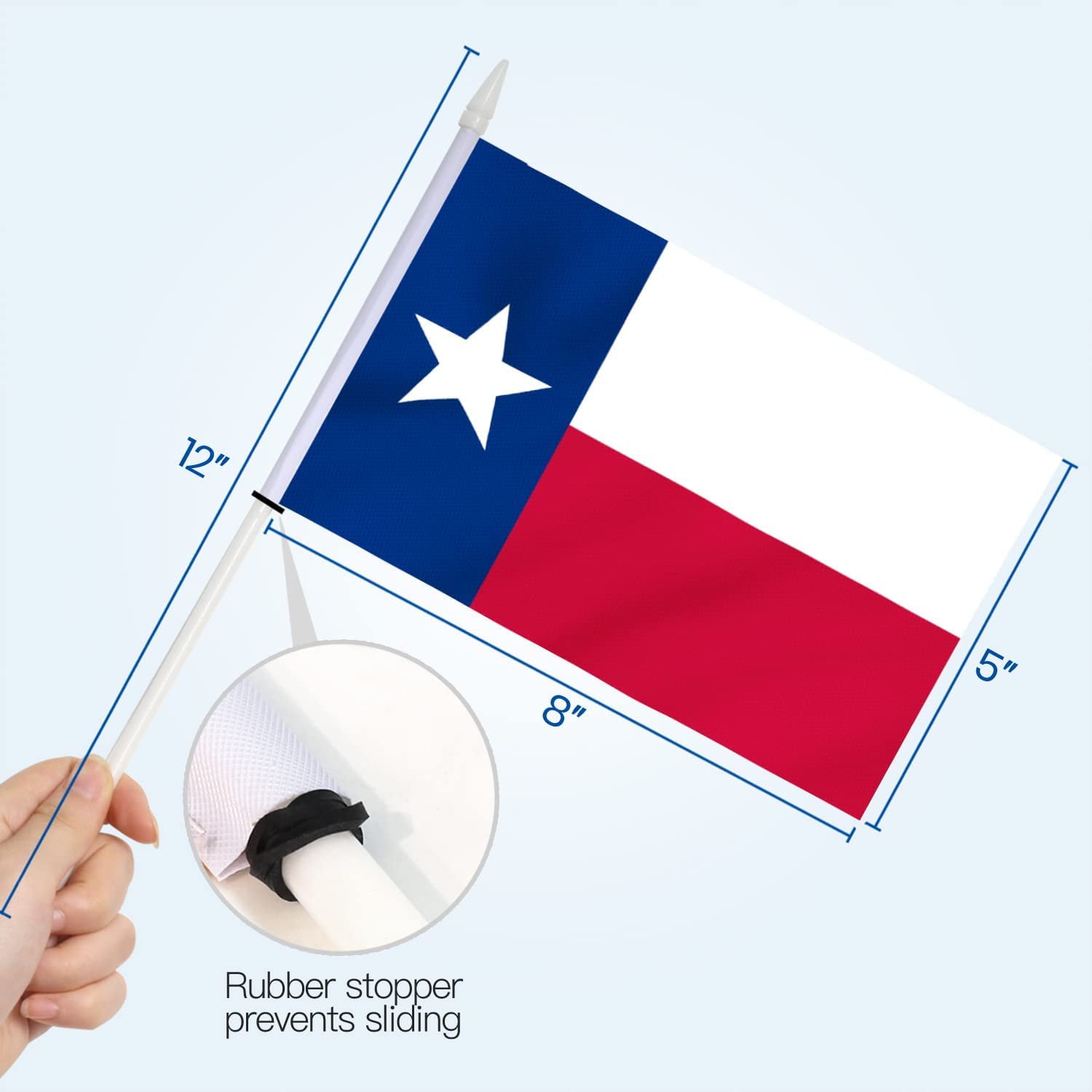 Anley Texas State Mini Flag 12 Pack - Hand Held Small Miniature TX Lone Star Flags 5x8 Inch