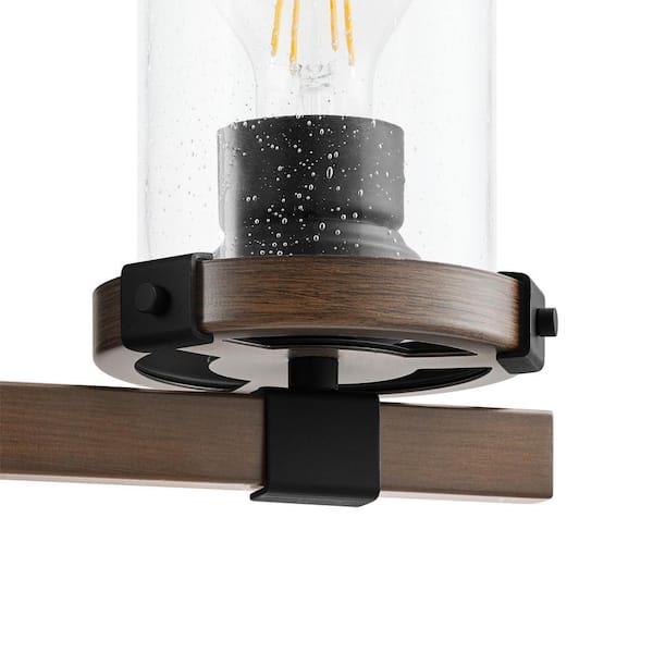 Richland 24 in. W 3-Light Dark Bronze Vanity Light Clear Seedy Glass