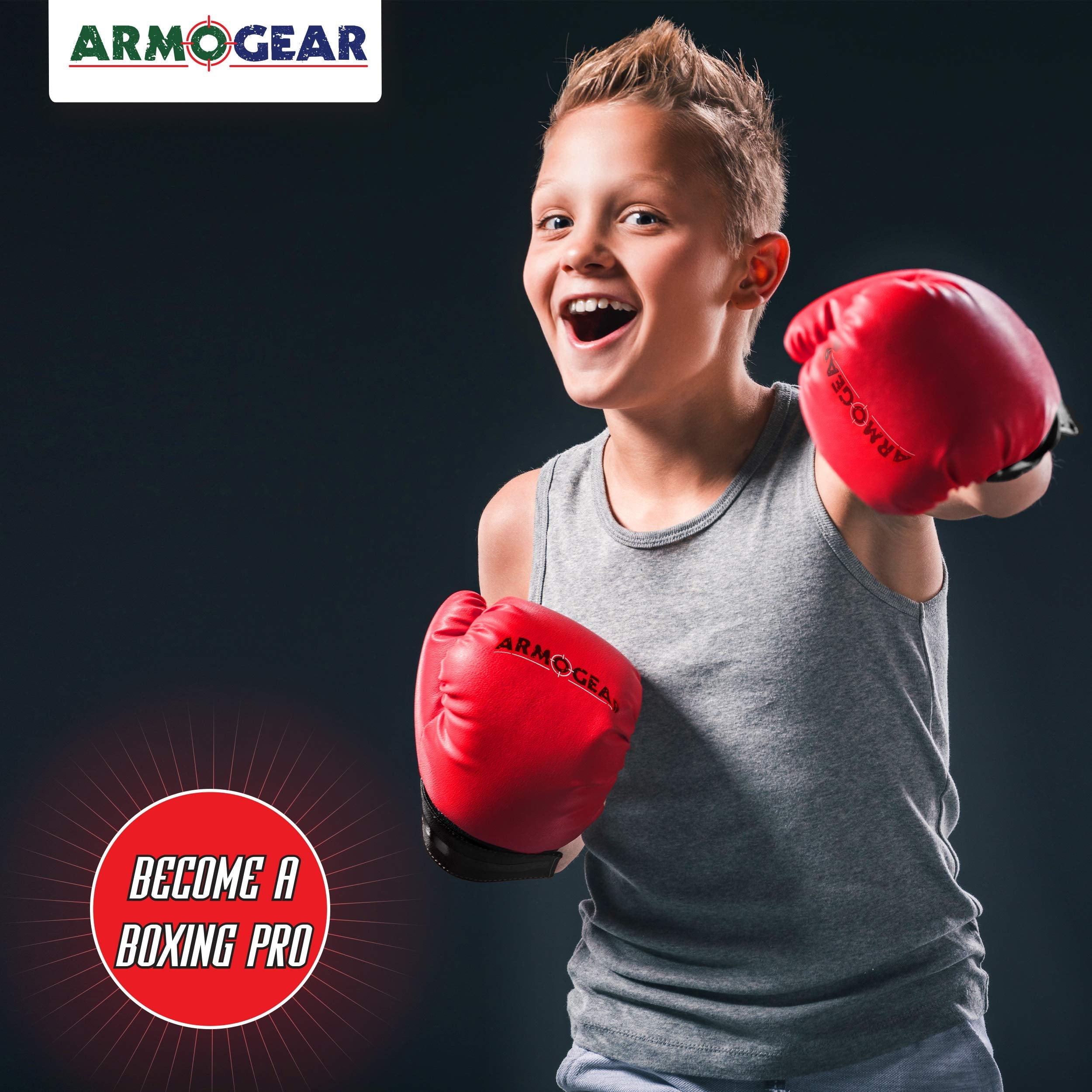 ArmoGear Kids Boxing Gloves with Easy Closure | Fits Kids & Teens | Cushion Pillow Like Fill for Play Fighting & Boxing