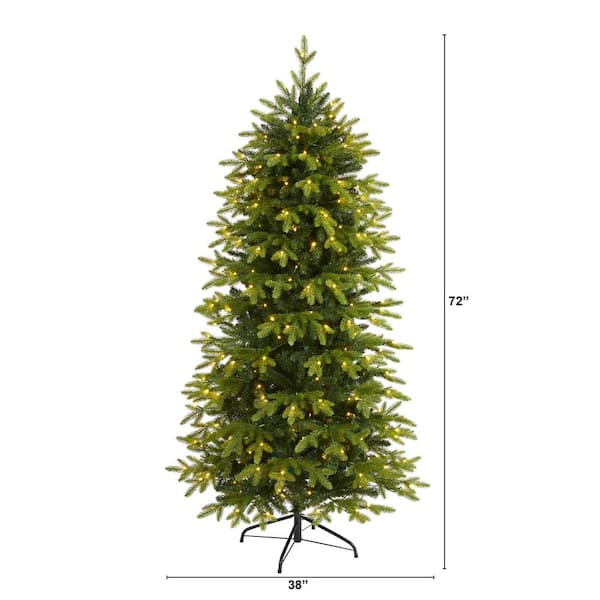 6 ft. Pre-Lit Belgium Fir Natural Look Artificial Christmas Tree with 300 Clear LED Lights
