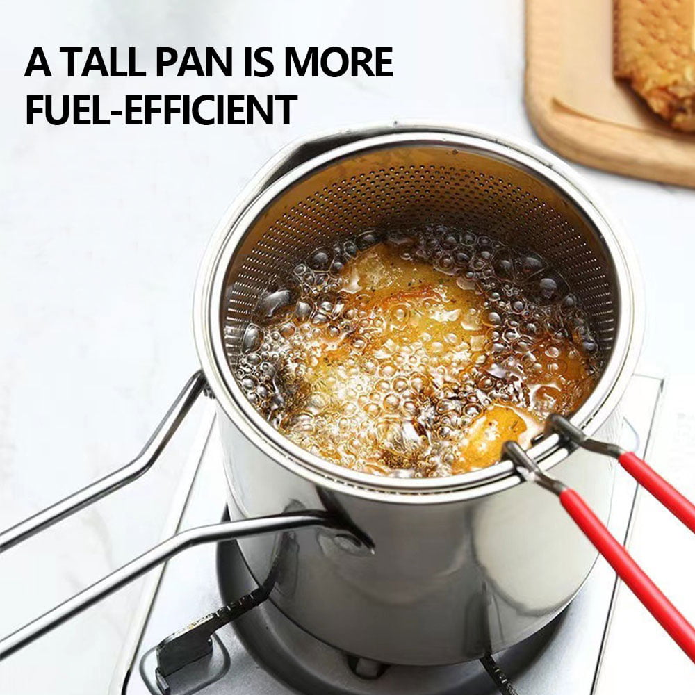 KKMOL Stainless Steel Deep Fryer Pot with Basket Fryer Pan Kitchen Frying Cooking Tool