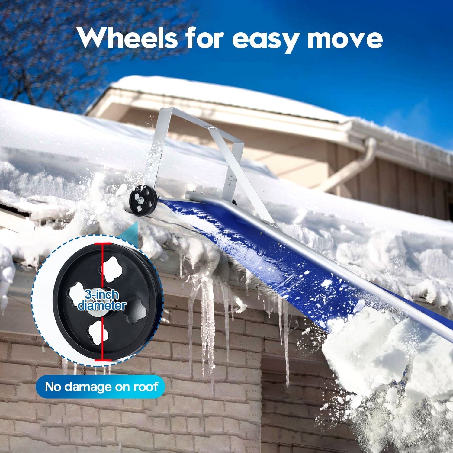 Tanbaby Snow Roof Rake, 20FT Aluminum Snow Removal Tool with Extendable Handle and Sturdy Snow Slide, Lightweight Roof Rakes for Snow Removal, Wet Leaves, Debris Vehicle