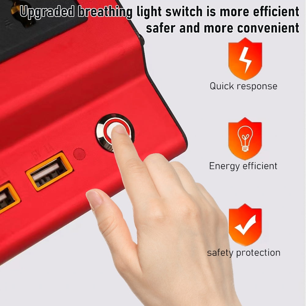 DFITO 3000W Vehicle Car Power Inverter DC 12V to AC 110V Converter LCD Display 4 USB