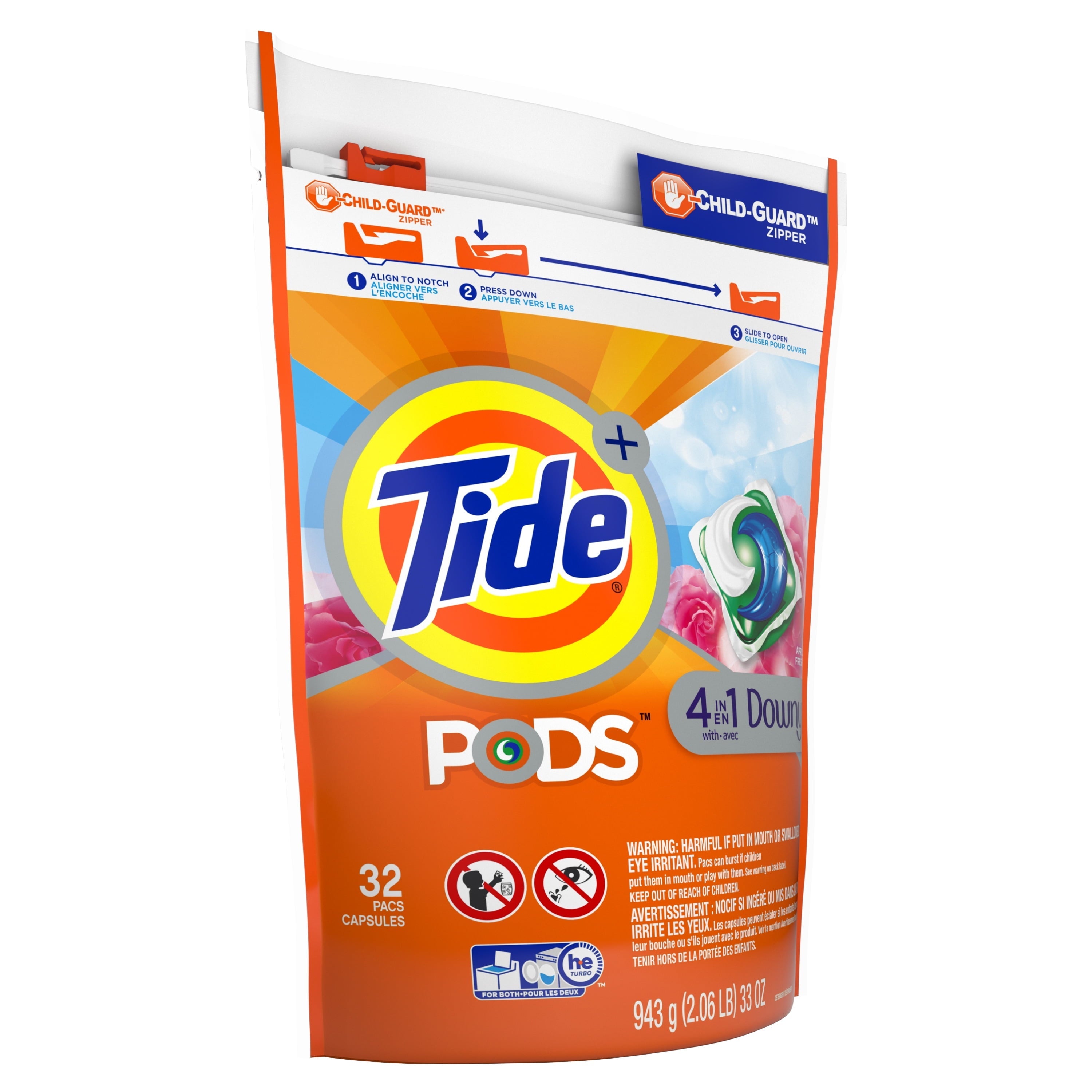 Tide Pods Laundry Detergent Soap Packs with Downy, April Fresh, 32 Ct
